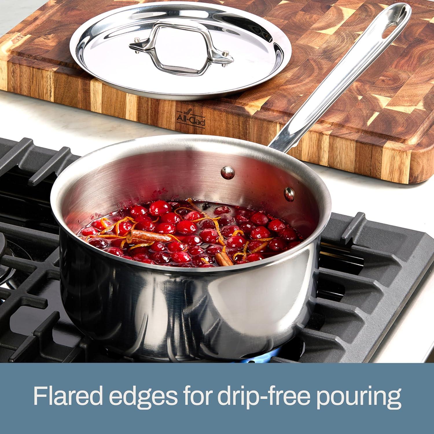 image:imageAllClad D3 3Ply Stainless Steel Cookware Set 14 Piece Induction Oven Broiler Safe 600F Pots and Pans SilverSilver