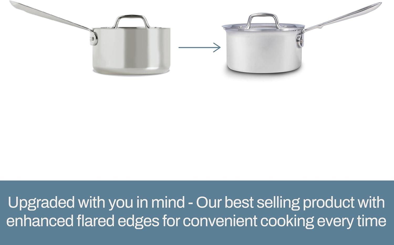 image:imageAllClad D3 3Ply Stainless Steel Cookware Set 14 Piece Induction Oven Broiler Safe 600F Pots and Pans SilverSilver