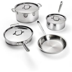 All-Clad D3 3-Ply Stainless Steel Cookware Set 14 Piece Induction Oven Broiler Safe 600F Pots and Pans Silver(Silver)
