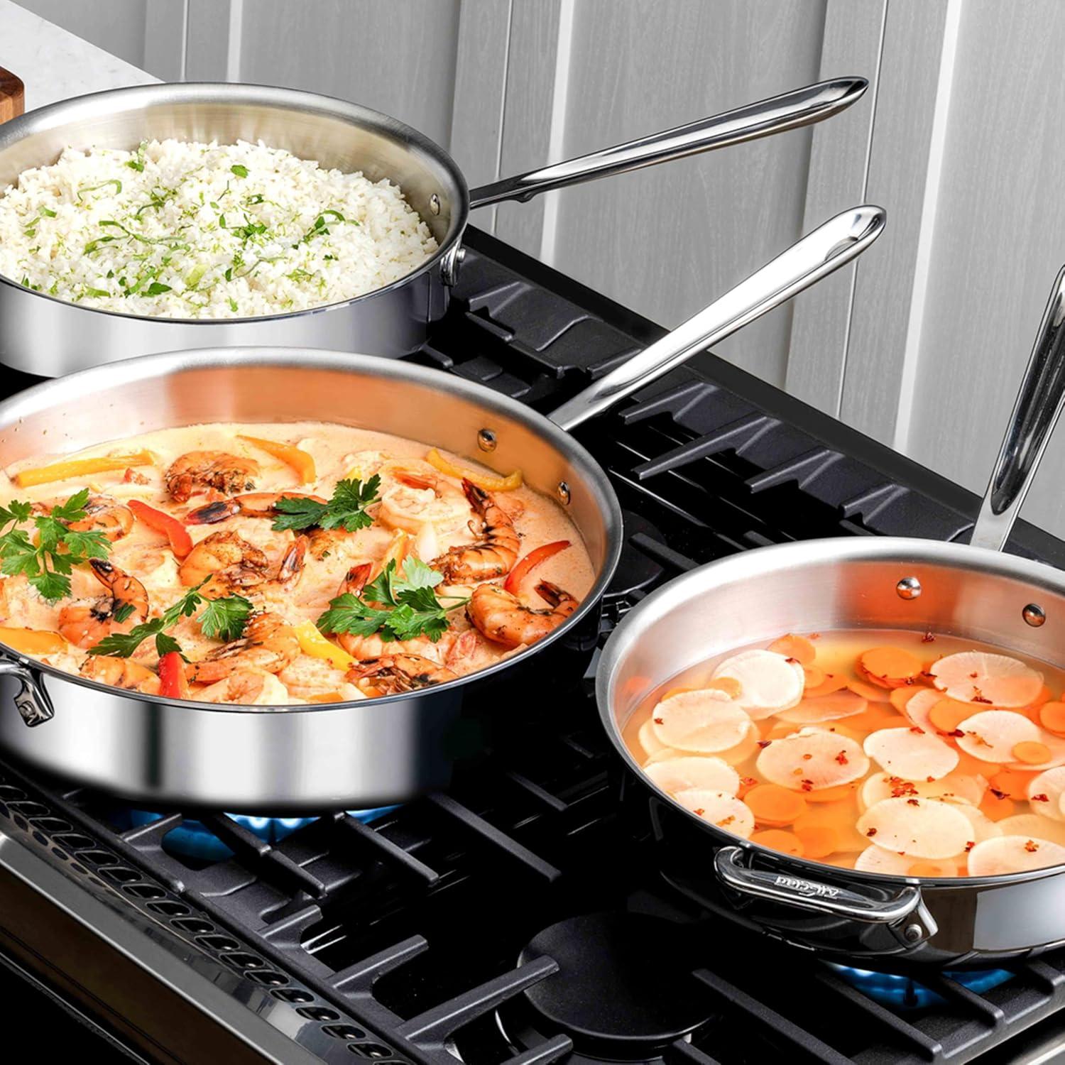 image:imageAllClad D3 3Ply Stainless Steel Saut Pan 4 Quart Induction Oven Broiler Safe 600F Pots and Pans Cookware SilverSilver