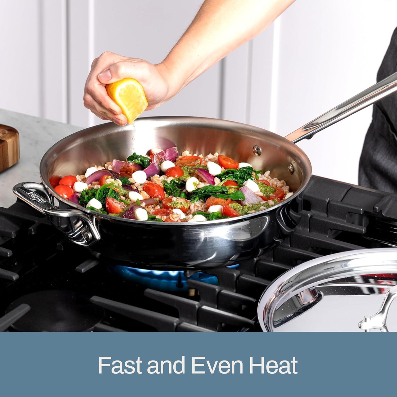 image:imageAllClad D3 3Ply Stainless Steel Saut Pan 4 Quart Induction Oven Broiler Safe 600F Pots and Pans Cookware SilverSilver