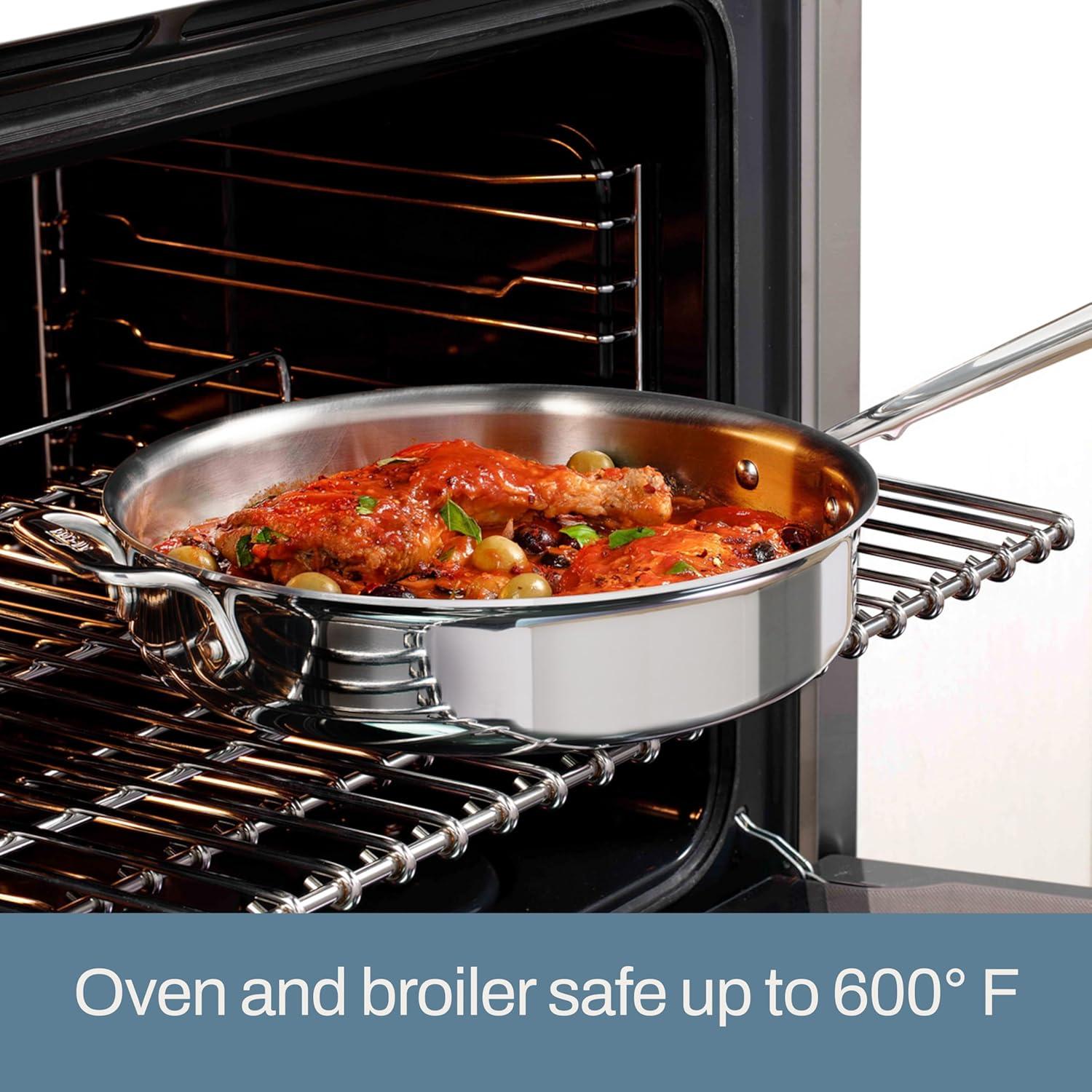 image:imageAllClad D3 3Ply Stainless Steel Saut Pan 4 Quart Induction Oven Broiler Safe 600F Pots and Pans Cookware SilverSilver
