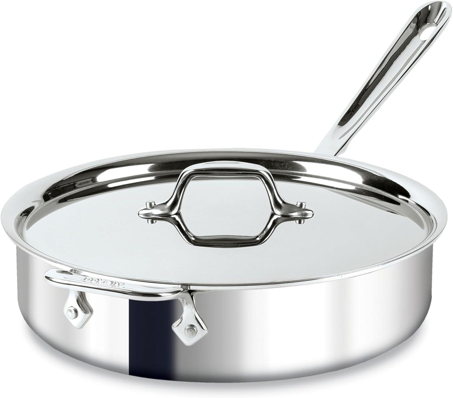 image:imageAllClad D3 3Ply Stainless Steel Saut Pan 4 Quart Induction Oven Broiler Safe 600F Pots and Pans Cookware SilverSilver