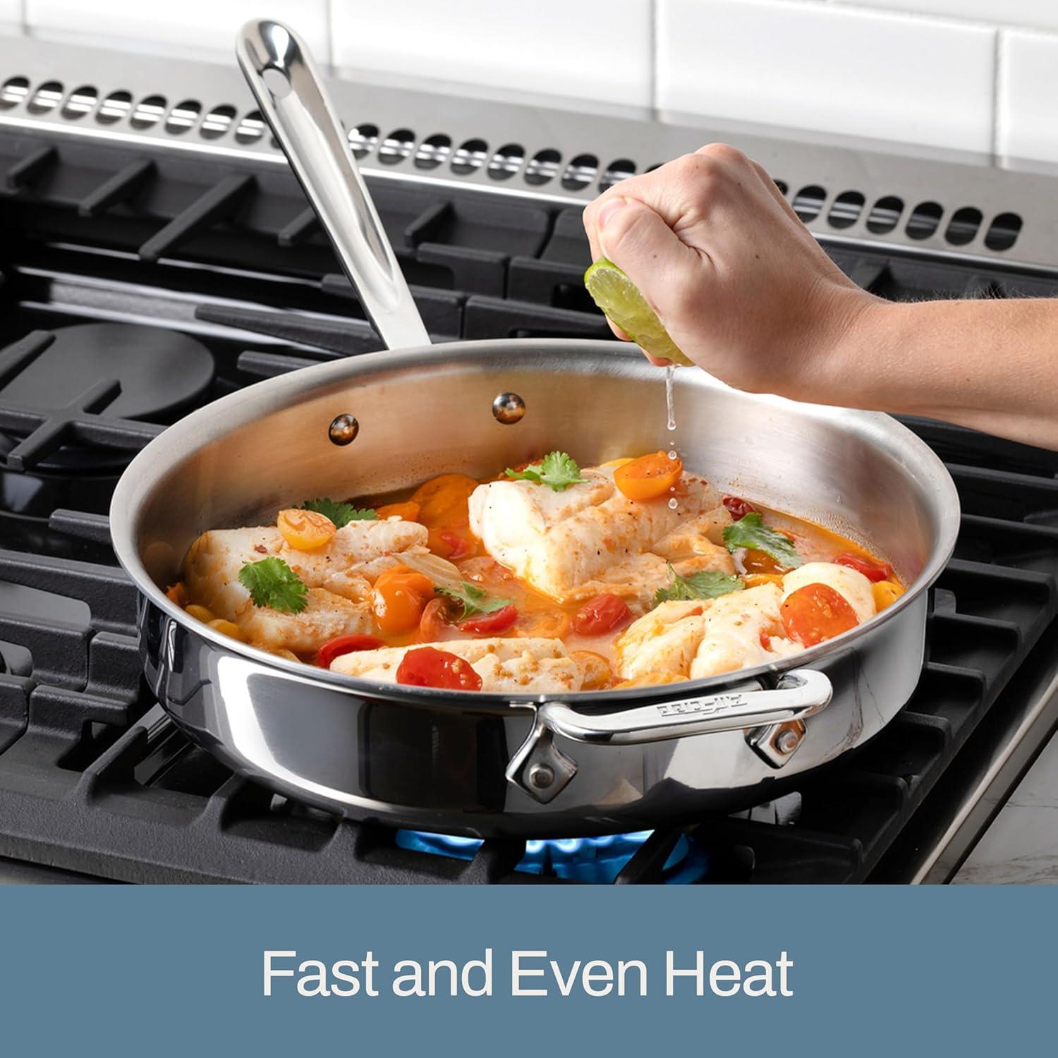 image:imageAllClad D3 3Ply Stainless Steel Saut Pan 4 Quart Induction Oven Broiler Safe 600F Pots and Pans Cookware SilverSilver