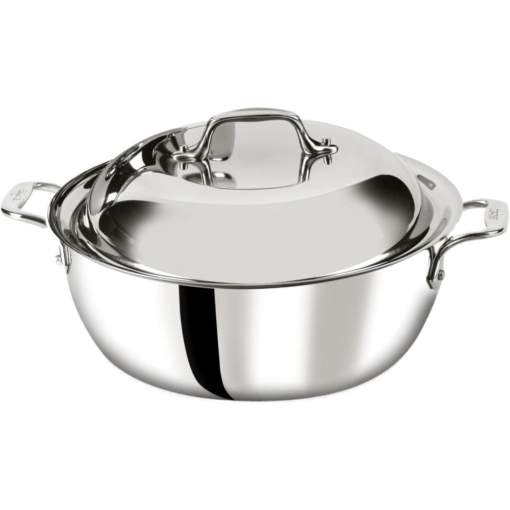 image:imageAllClad D3 3Ply Stainless Steel Dutch Oven 55 Quart Induction Oven Broiler Safe 600F Pots and Pans Cookware Silver