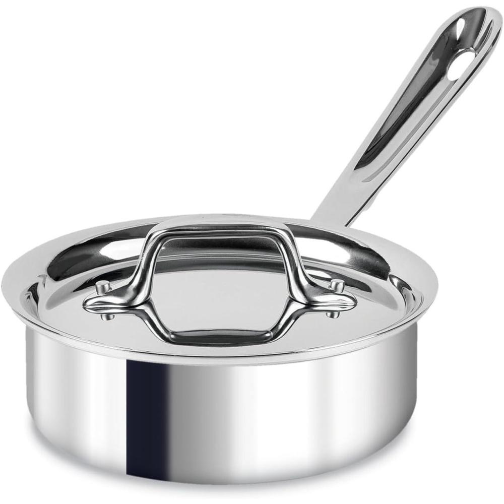 image:imageAllClad D3 3Ply Stainless Steel Sauce Pan with Lid 3 Quart Induction Oven Broiler Safe 600F Multipurpose Compatible w All Cooktops For Restaurant or Home Kitchen Pots amp Pans Cookware Silver11 Quarts