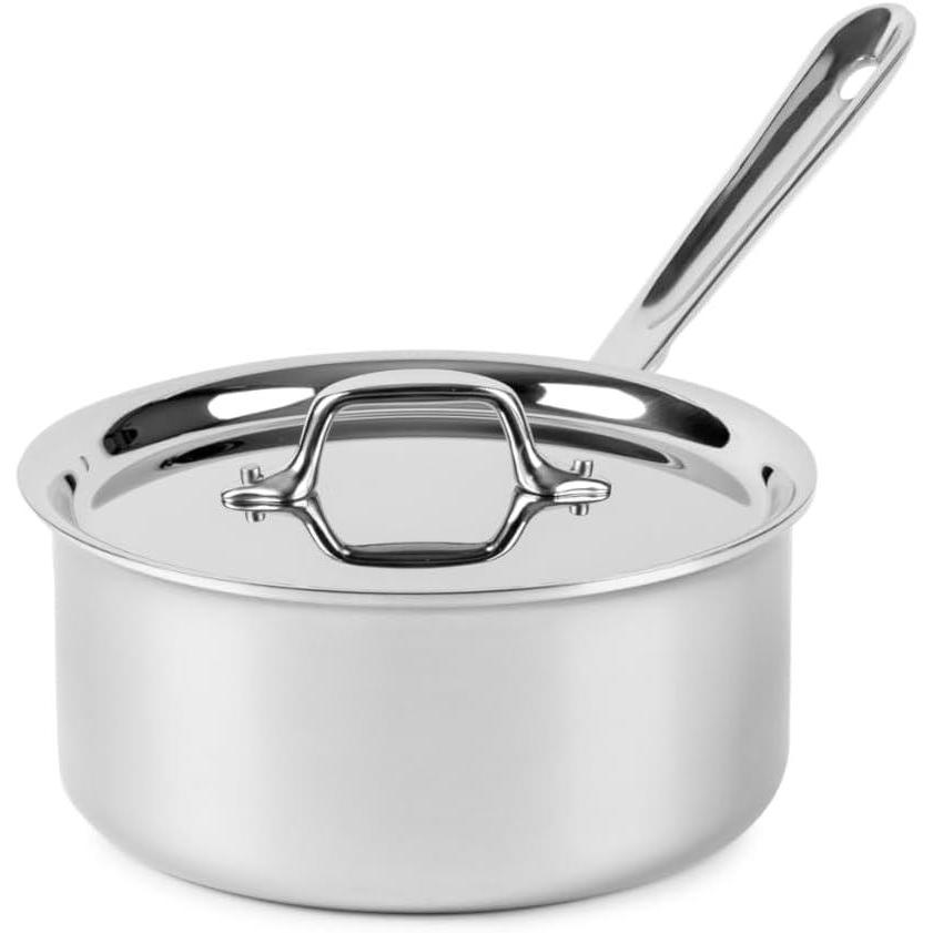 image:imageAllClad D3 3Ply Stainless Steel Sauce Pan with Lid 3 Quart Induction Oven Broiler Safe 600F Multipurpose Compatible w All Cooktops For Restaurant or Home Kitchen Pots amp Pans Cookware Silver3 Quarts