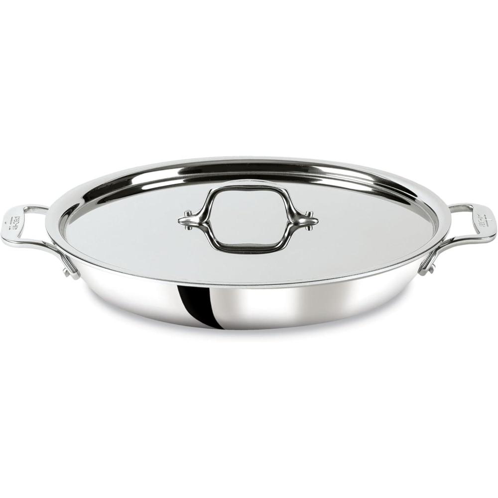 image:imageAllClad D3 3Ply Stainless Steel Universal Pan with Lid 3 Quart Induction Oven Broiler Safe 600F Pots and Pans Cookware Silver