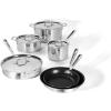 All-Clad D3 3 Ply Stainless Steel Nonstick Bonded Cookware Set 10 Piece, Oven Broiler Safe 600F, Kitchen Cooking Set w/Frying Pan, Sauce Pan, Saute Pan, Stockpot, Professional Pots & Pans Set Silver(Stainless Steel Silver)