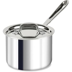 All-Clad D3 3-Ply Stainless Steel Sauce Pan with Lid 3 Quart, Induction, Oven Broiler Safe 600F, Multipurpose, Compatible w/ All Cooktops, For Restaurant or Home Kitchen, Pots & Pans, Cookware, Silver(2 Quarts)