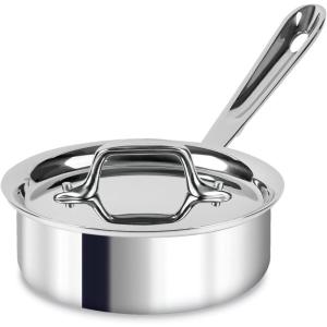 All-Clad D3 3-Ply Stainless Steel Sauce Pan with Lid 3 Quart, Induction, Oven Broiler Safe 600F, Multipurpose, Compatible w/ All Cooktops, For Restaurant or Home Kitchen, Pots & Pans, Cookware, Silver(1.1 Quarts)
