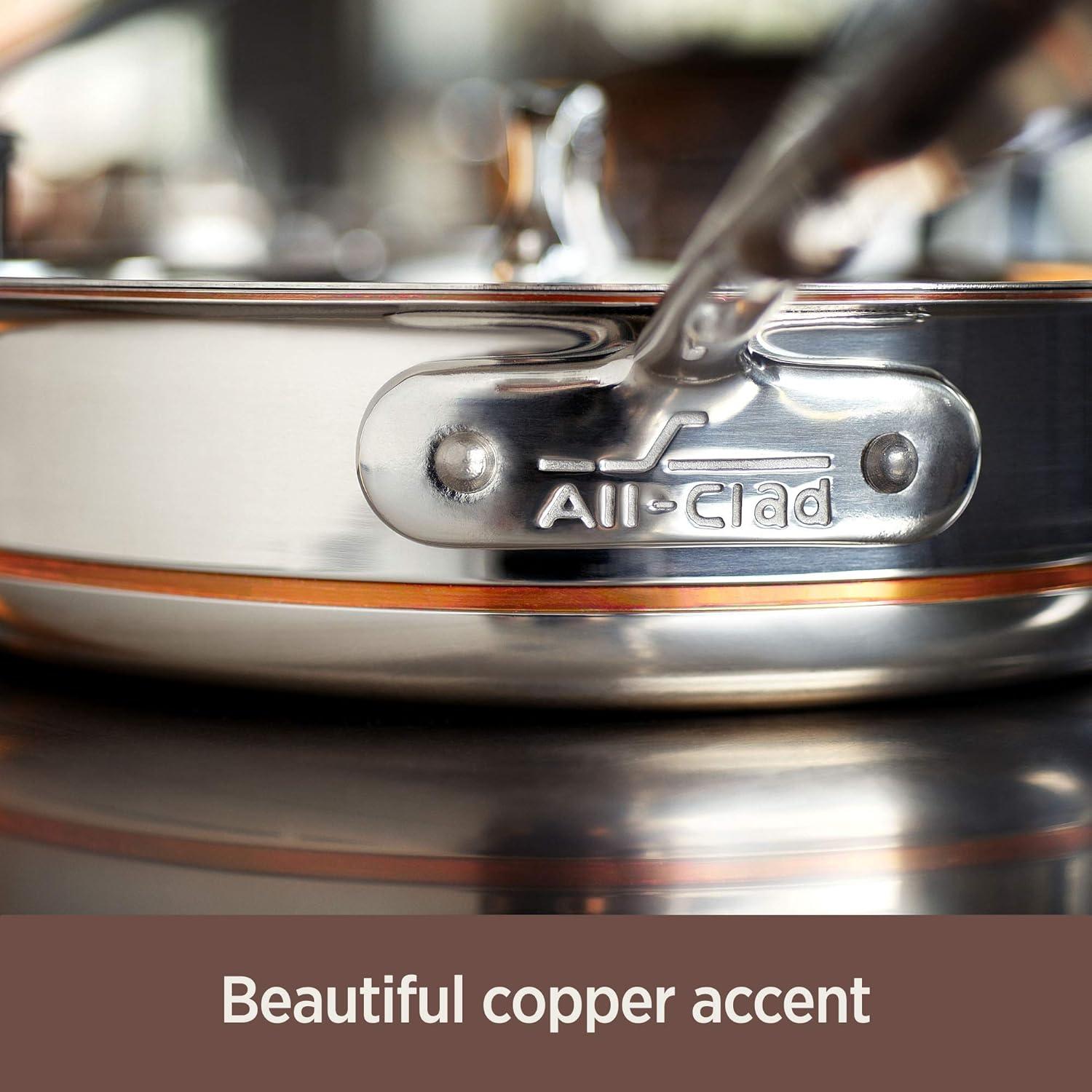 image:imageAllClad Copper Core 5Ply Stainless Steel Cookware Set 10 Piece Induction Oven Broiler Safe 600F Pots and Pans Silver14Piece