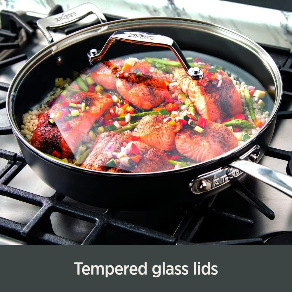 image:imageAllClad Essentials Hard Anodized Nonstick Fry amp Sauce Pan Set 85 Inch 25 Quart Oven Broiler Safe 500F Pots and Pans Cookware Black10Piece Set