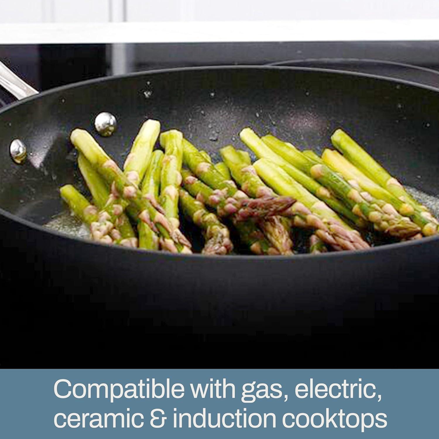 image:imageAllClad Essentials Hard Anodized Nonstick Sauce Pan Set 4 Piece 25 4 Quart Oven Broiler Safe 500F Pots and Pans Cookware Black10 Piece Set