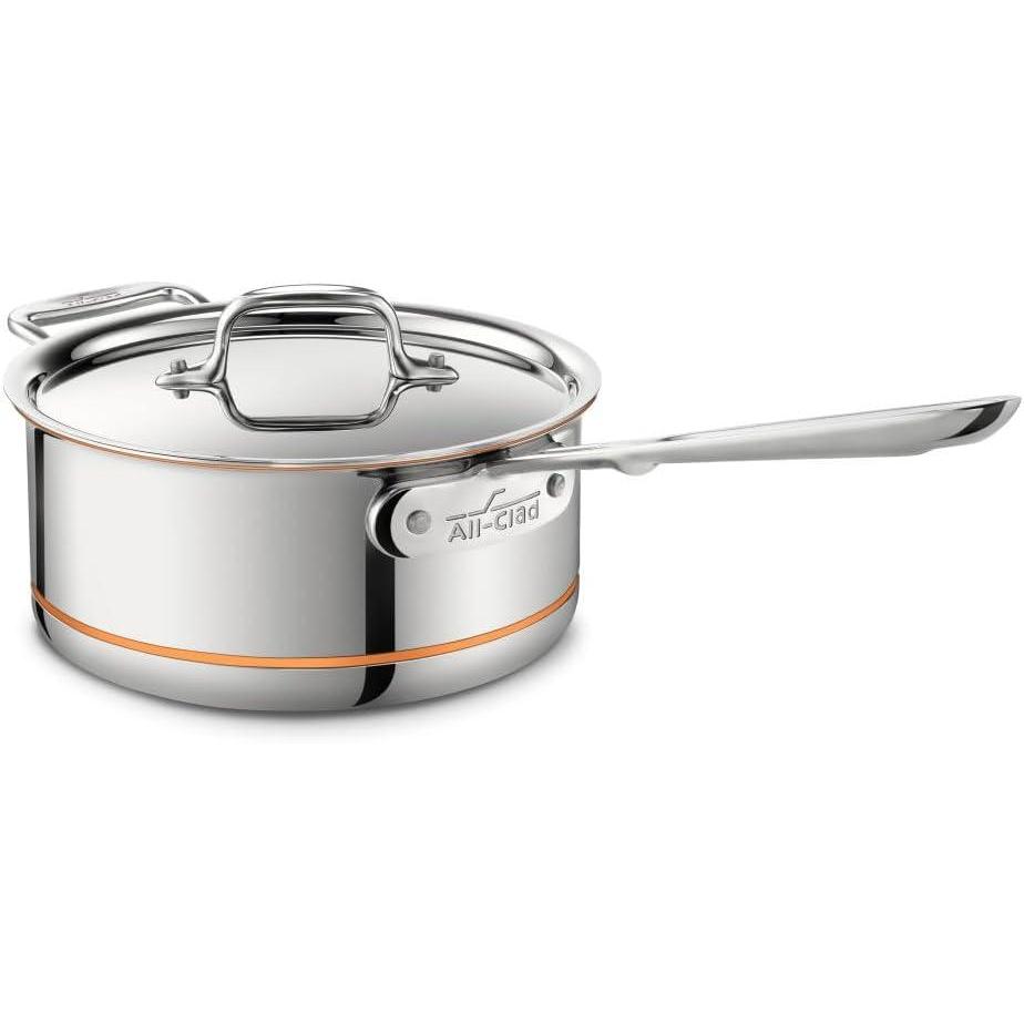 image:imageAllClad Copper Core 5Ply Stainless Steel Sauce Pan 4 Quart Induction Oven Broiler Safe 600F Pots and Pans Cookware SilverSilverMetallic