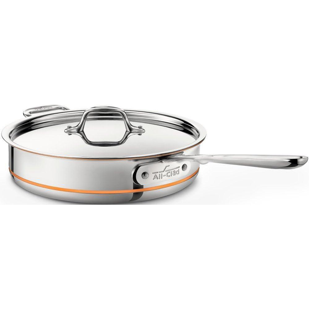 image:imageAllClad Copper Core 5Ply Stainless Steel Saut Pan with Steel Lid 5 Quart Induction Oven Broiler Safe 600F Pots and Pans Cookware SilverSilver