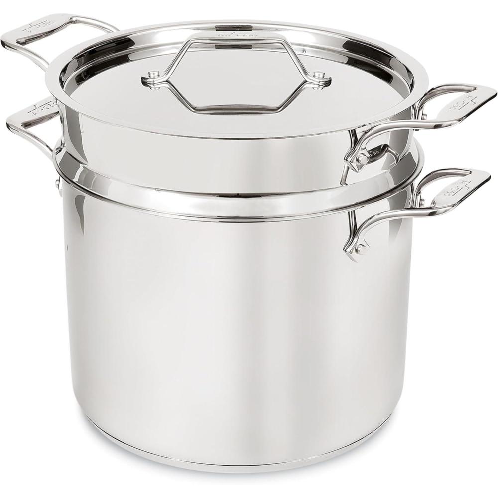 image:imageAllClad Essentials Hard Anodized Nonstick MultiPot 7 Quart Oven Broiler Safe 500F Strainer Pasta Strainer with Handle Pots and Pans Black12quart Induction
