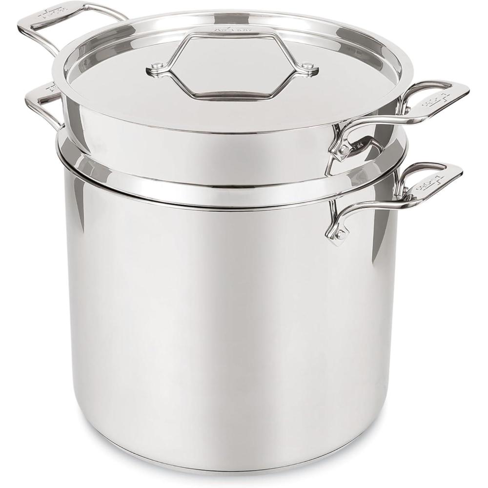 image:imageAllClad Essentials Hard Anodized Nonstick MultiPot 7 Quart Oven Broiler Safe 500F Strainer Pasta Strainer with Handle Pots and Pans Black16quart Induction