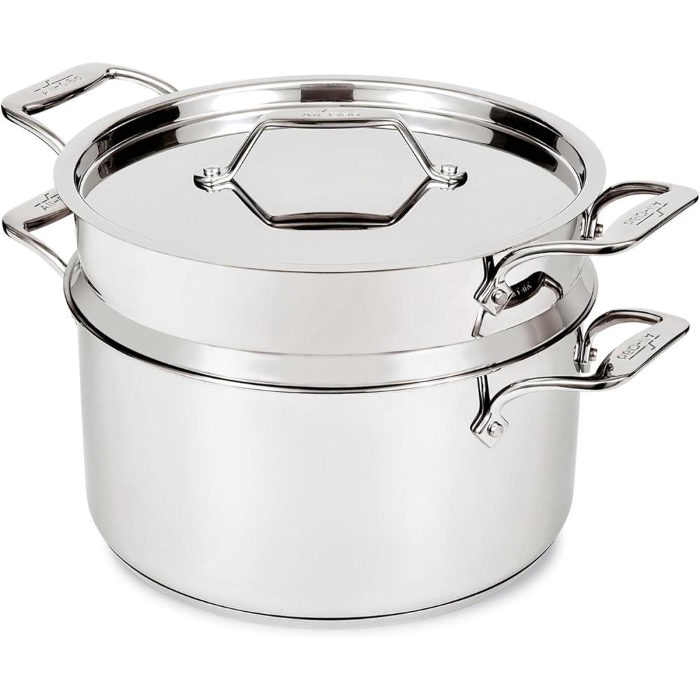 image:imageAllClad Essentials Hard Anodized Nonstick MultiPot 7 Quart Oven Broiler Safe 500F Strainer Pasta Strainer with Handle Pots and Pans Black8quart Induction