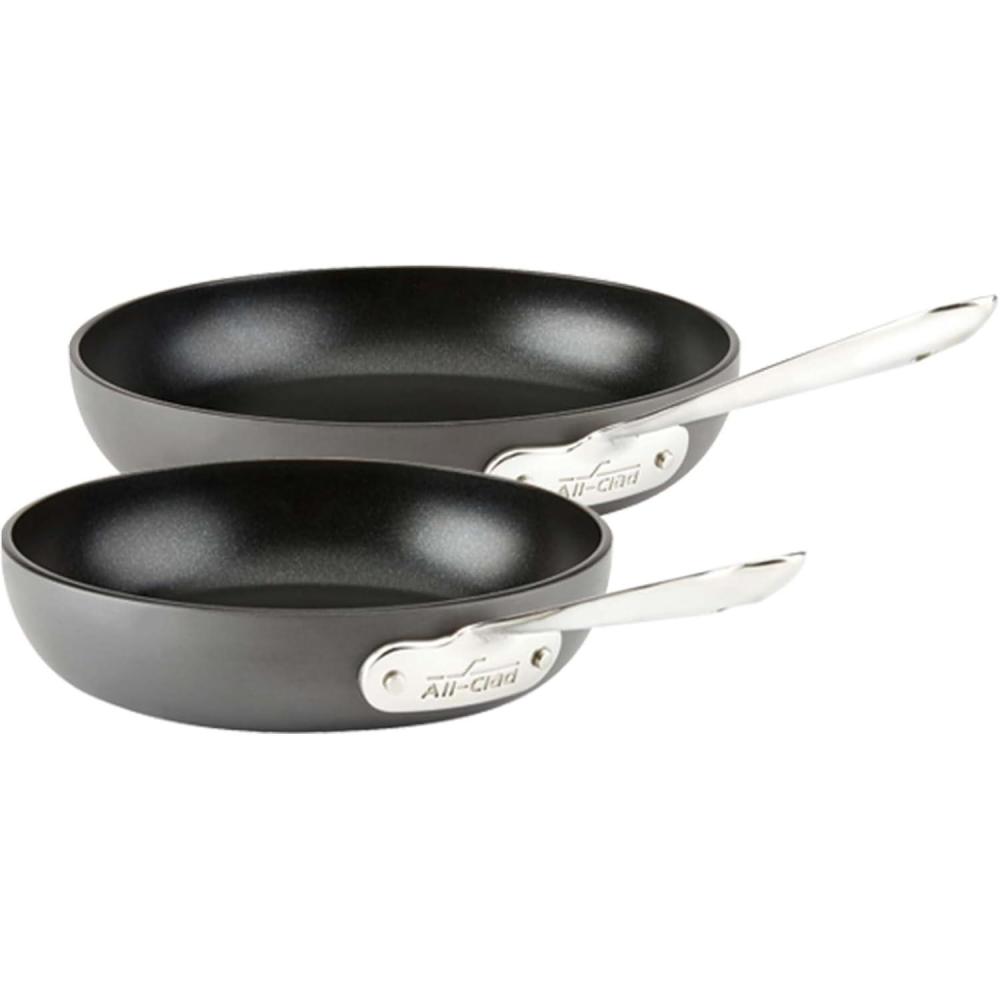 image:imageAllClad Essentials Hard Anodized Nonstick Sauce Pan Set 4 Piece 25 4 Quart Oven Broiler Safe 500F Pots and Pans Cookware Black2 Piece Set