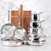 All-Clad Copper Core 5-Ply Stainless Steel Cookware Set 10 Piece Induction Oven Broiler Safe 600F Pots and Pans Silver(15-Piece)