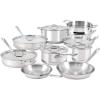 All-Clad Copper Core 5-Ply Stainless Steel Cookware Set 10 Piece Induction Oven Broiler Safe 600F Pots and Pans Silver(15-Piece)