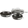 All-Clad Essentials Hard Anodized Nonstick Fry & Sauce Pan Set 8.5 Inch , 2.5 Quart Oven Broiler Safe 500F Pots and Pans, Cookware Black(4-Piece Set (8″  10″ & 4qt))