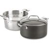 All-Clad Essentials Hard Anodized Nonstick Multi-Pot 7 Quart Oven Broiler Safe 500F Strainer, Pasta Strainer with Handle, Pots and Pans Black(7-quart (Non Induction))