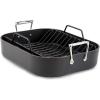 All-Clad Essentials Hard Anodized Nonstick Roaster with Rack 11×14 Inch Oven Broiler Safe 500F Roaster Pan, Pots and Pans, Cookware Black(13″ x 16″)