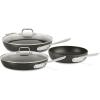 All-Clad Essentials Hard Anodized Nonstick Sauce Pan Set 4 Piece, 2.5, 4 Quart Oven Broiler Safe 500F Pots and Pans, Cookware Black(5 Piece Set)
