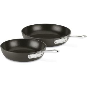 All-Clad Essentials Hard Anodized Nonstick Fry & Sauce Pan Set 8.5 Inch , 2.5 Quart Oven Broiler Safe 500F Pots and Pans, Cookware Black(2-Piece Set)