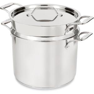 All-Clad Essentials Hard Anodized Nonstick Multi-Pot 7 Quart Oven Broiler Safe 500F Strainer, Pasta Strainer with Handle, Pots and Pans Black(12-quart (Induction))
