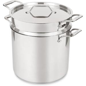 All-Clad Essentials Hard Anodized Nonstick Multi-Pot 7 Quart Oven Broiler Safe 500F Strainer, Pasta Strainer with Handle, Pots and Pans Black(16-quart (Induction))