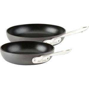 All-Clad Essentials Hard Anodized Nonstick Sauce Pan Set 4 Piece, 2.5, 4 Quart Oven Broiler Safe 500F Pots and Pans, Cookware Black(2 Piece Set)