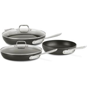 All-Clad Essentials Hard Anodized Nonstick Sauce Pan Set 4 Piece, 2.5, 4 Quart Oven Broiler Safe 500F Pots and Pans, Cookware Black(5 Piece Set)