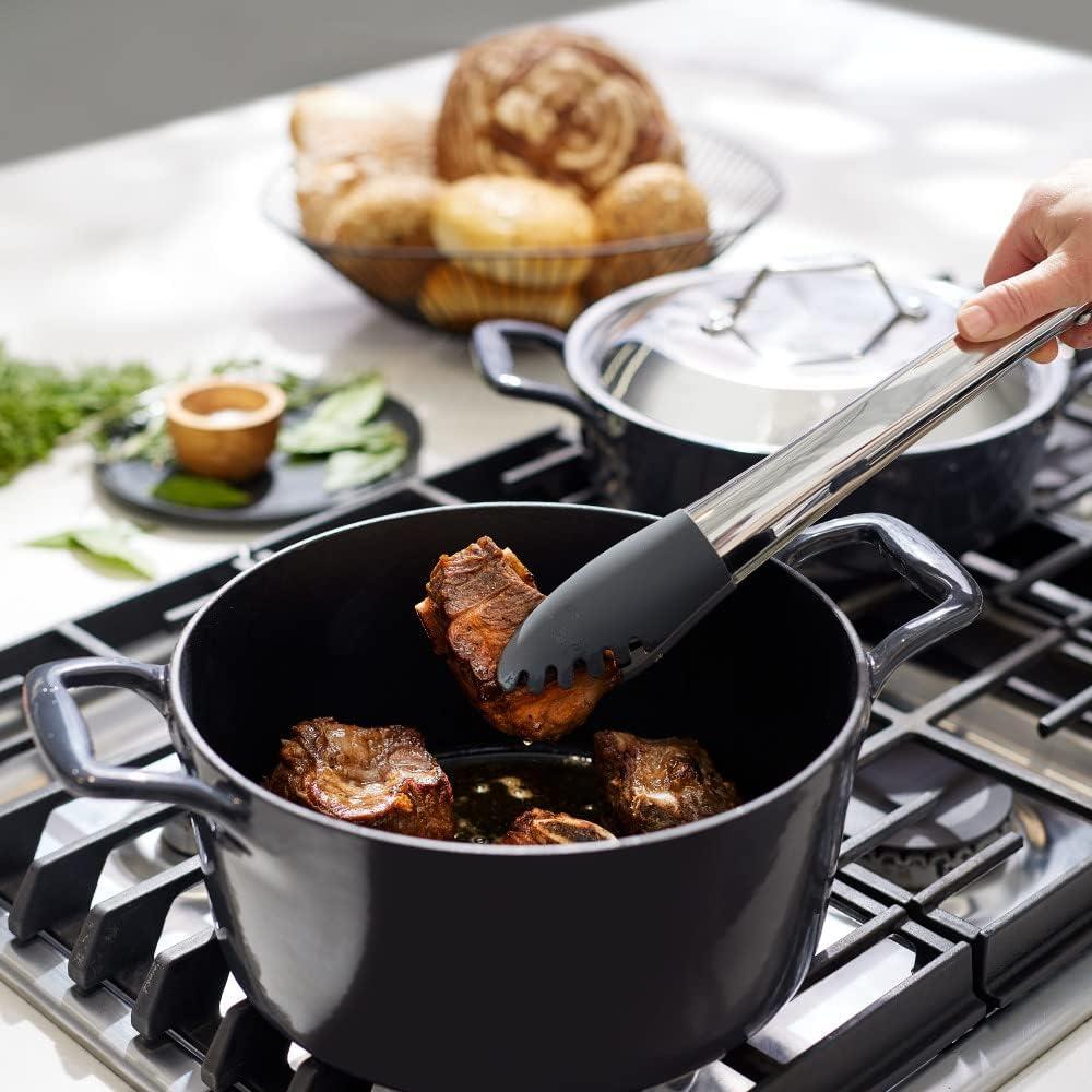 image:imageAllClad Cast Iron Enameled Dutch Oven with Acacia Trivet 6 Quart Induction Oven Broiler Safe 650F Pots and Pans Cookware BlackCast Iron