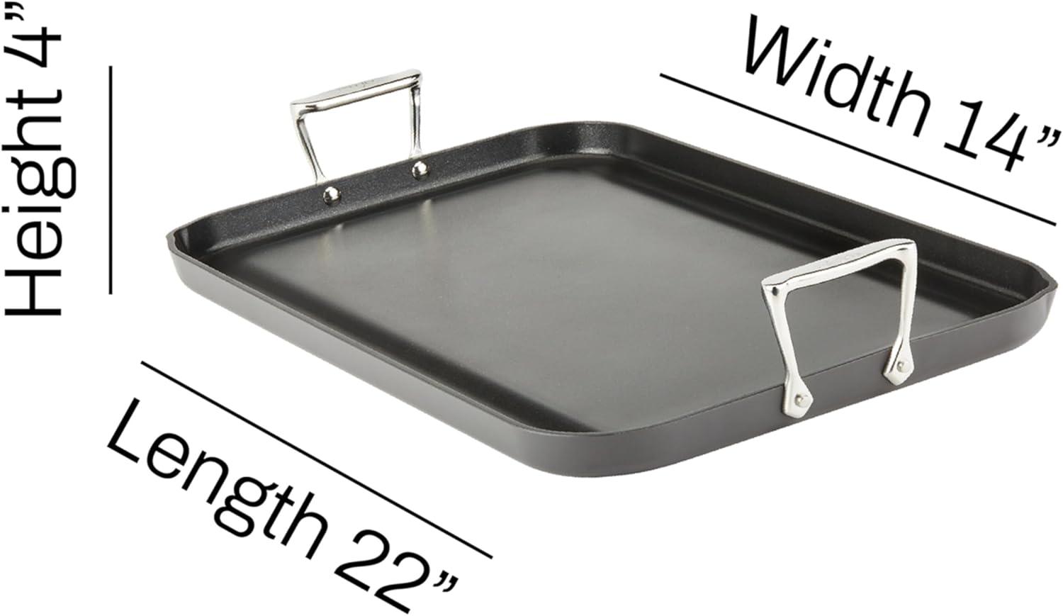 image:imageAllClad HA1 Hard Anodized Nonstick Griddle 13x20 Inch Oven Broiler Safe 500F Pots and Pans Cookware Black13 x 20 Double Burner