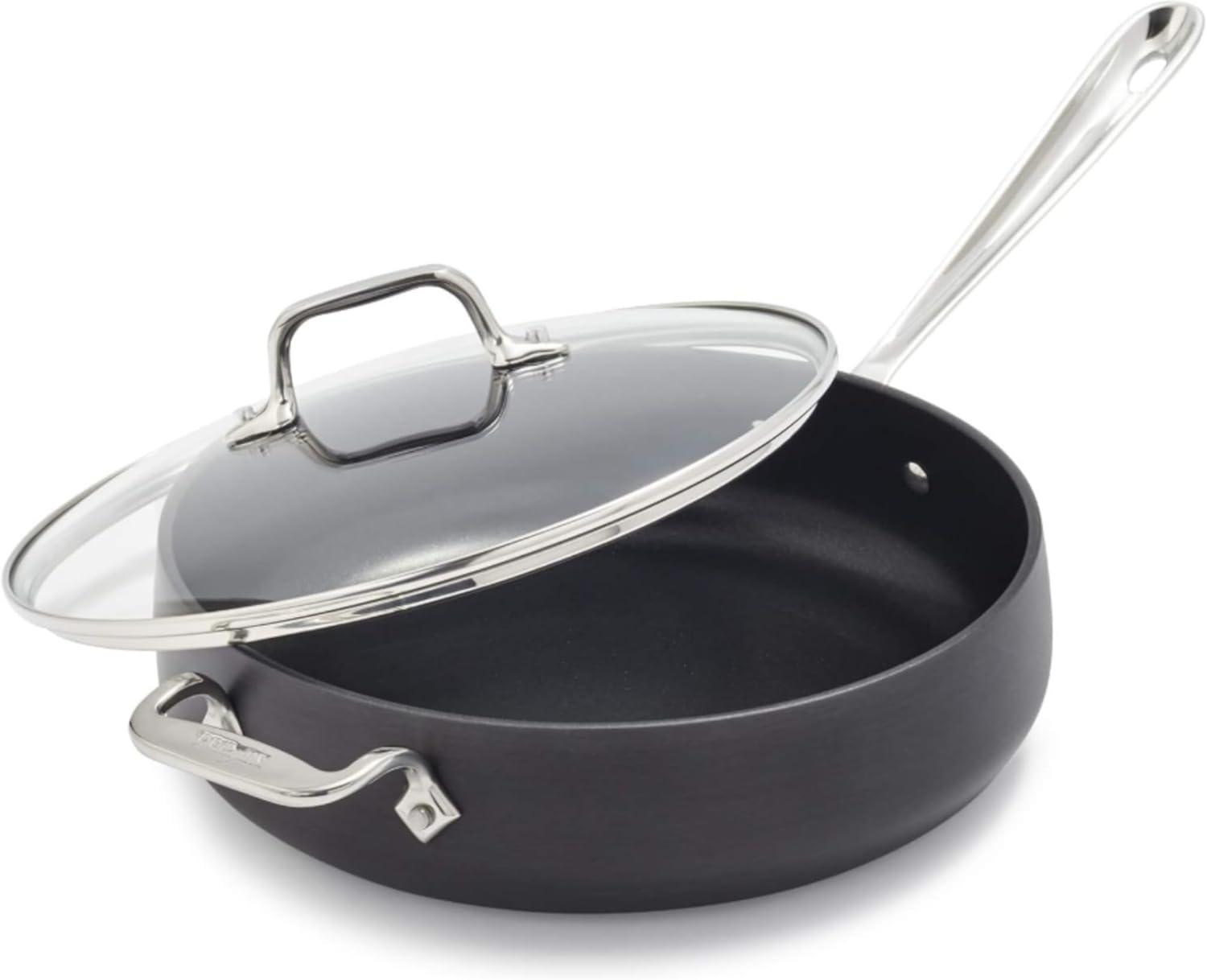 image:imageAllClad HA1 Hard Anodized Nonstick Saut Pan 4 Quart Induction Oven Broiler Safe 500F Pots and Pans Cookware BlackBlack