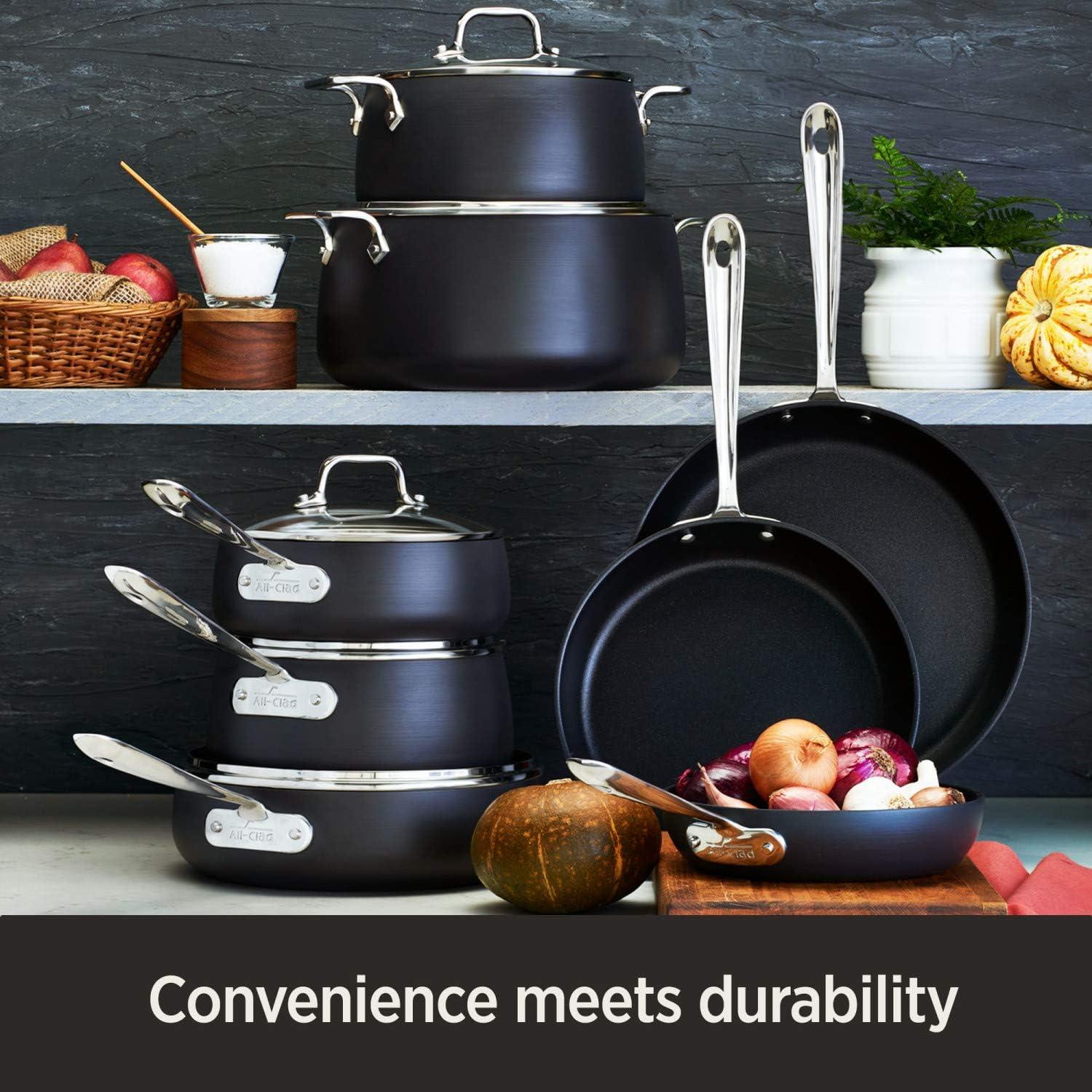 image:imageAllClad HA1 Hard Anodized Nonstick Stockpot 8 Quart Induction Oven Broiler Safe 500F Lid Safe 350F Pots and Pans Cookware BlackBlack