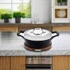 All-Clad Cast Iron Enameled Dutch Oven with Acacia Trivet 6 Quart Induction Oven Broiler Safe 650F Pots and Pans, Cookware Black(Cast Iron)