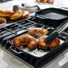 All-Clad Cast Iron Enameled Square Griddle with Acacia Trivet 11 Inch Induction Oven Broiler Safe 650F Pots and Pans, Cookware Black(Griddle Pan)