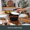 All-Clad Cast Iron Enameled Square Griddle with Acacia Trivet 11 Inch Induction Oven Broiler Safe 650F Pots and Pans, Cookware Black(Grill Pan)