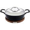 All-Clad Cast Iron Enameled Dutch Oven with Acacia Trivet 6 Quart Induction Oven Broiler Safe 650F Pots and Pans, Cookware Black(Cast Iron)