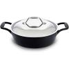 All-Clad Cast Iron Skillet – 12” Enameled Cast Iron Pan with Lid, Enamel Coating, Grill, Oven Safe up to 650°F & Compatible with All Stovetops (Gas, Electric & Induction), Easy-Clean Frying Pan, Black(4 Quart)