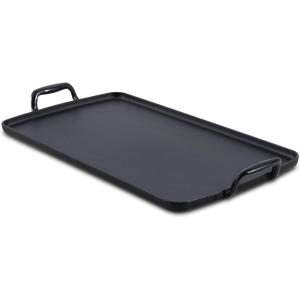 All-Clad Cast Iron Skillet – 12” Enameled Cast Iron Pan with Lid, Enamel Coating, Grill, Oven Safe up to 650°F & Compatible with All Stovetops (Gas, Electric & Induction), Easy-Clean Frying Pan, Black(11 x 19 Inch)