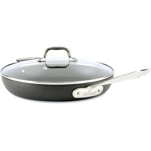 All-Clad E7859064 HA1 Hard Anodized Nonstick Fry Pan Cookware Set, 10 Inch and 12 Inch Fry Pan, 2 Piece, Black(12″ Fry Pan With Lid)