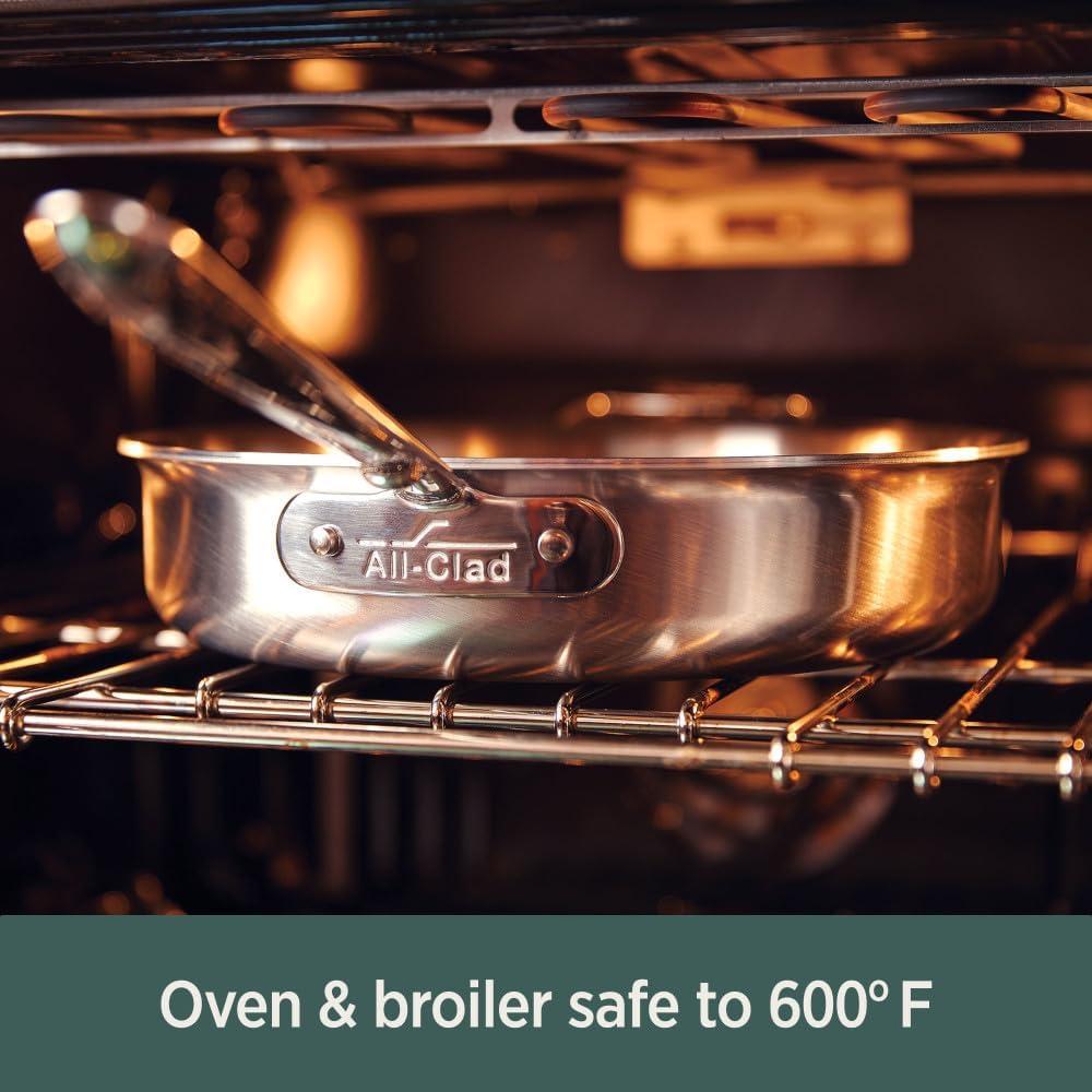 image:imageAllClad BD55403 D5 Brushed Stainless Steel 5ply Bonded Cookware Saute Pan with lid 3 quart SilverSilver