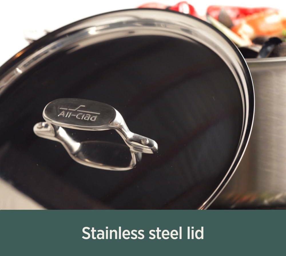 image:imageAllClad BD55403 D5 Brushed Stainless Steel 5ply Bonded Cookware Saute Pan with lid 3 quart SilverSilver