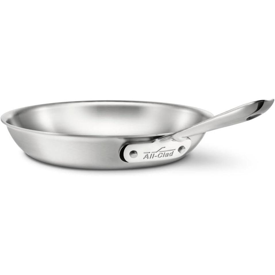 image:imageAllClad D5 5Ply Brushed Stainless Steel Fry Pan 10 Inch Induction Oven Broiler Safe 600F Pots and Pans Cookware SilverBRUSHED SS POLISHED BAND