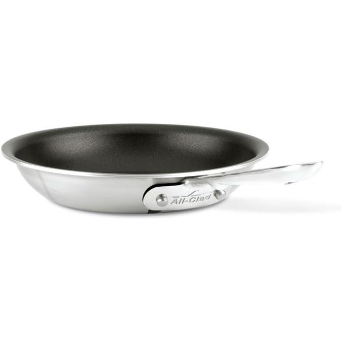 image:imageAllClad D5 5Ply Brushed Stainless Steel Fry Pan 8 Inch Induction Oven Broiler Safe 500F Pots and Pans Cookware SilverStainless Steel